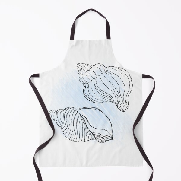 Item preview, Line art illustration of a seashell on blue watercolor background. Shell tattoo idea. Hand drawn nautical engraving of nautical prints isolated on white background designed and sold by Sunshine2504.