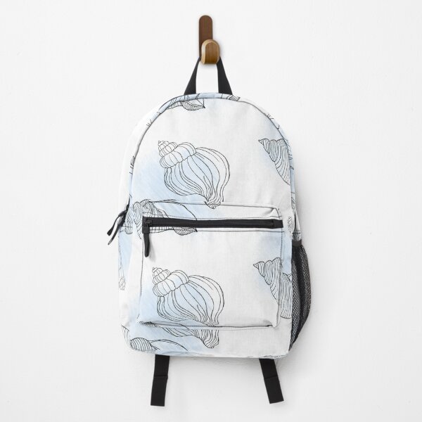 Item preview, Line art illustration of a seashell on blue watercolor background. Shell tattoo idea. Hand drawn nautical engraving of nautical prints isolated on white background designed and sold by Sunshine2504.