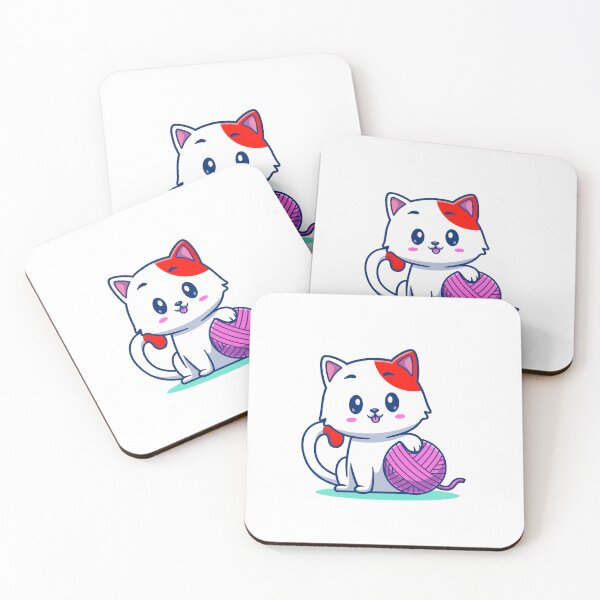 Item preview, funny and cute cat with a ball of wool designed and sold by wassim sadiki.