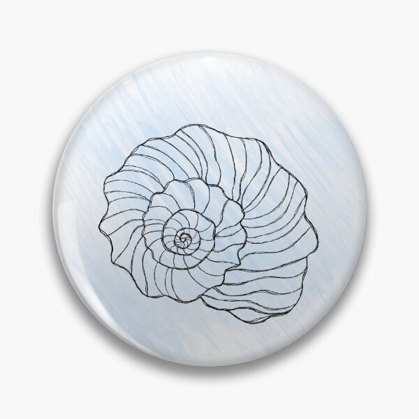 Item preview, Line art illustration of a seashell on blue watercolor background. Shell tattoo idea. Hand drawn nautical engraving of nautical prints isolated on white background designed and sold by Sunshine2504.