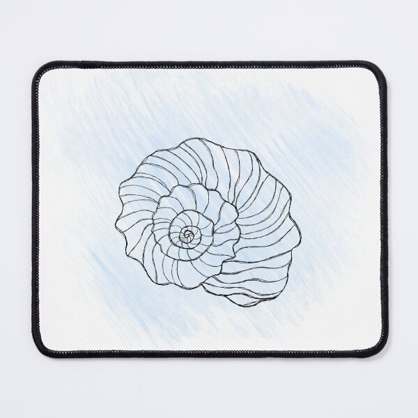 Item preview, Line art illustration of a seashell on blue watercolor background. Shell tattoo idea. Hand drawn nautical engraving of nautical prints isolated on white background designed and sold by Sunshine2504.