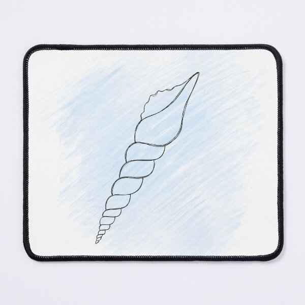 Item preview, Line art illustration of a seashell on blue watercolor background. Shell tattoo idea. Hand drawn nautical engraving of nautical prints isolated on white background designed and sold by Sunshine2504.