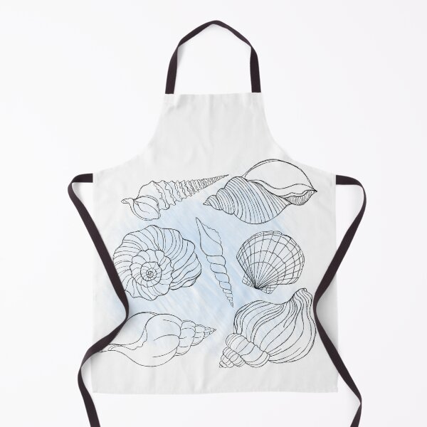 Item preview, Line art illustration of a seashell on blue watercolor background. Shell tattoo idea. Hand drawn nautical engraving of nautical prints isolated on white background designed and sold by Sunshine2504.