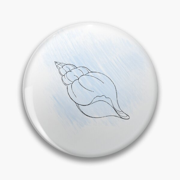 Item preview, Line art illustration of a seashell on blue watercolor background. Shell tattoo idea. Hand drawn nautical engraving of nautical prints isolated on white background designed and sold by Sunshine2504.