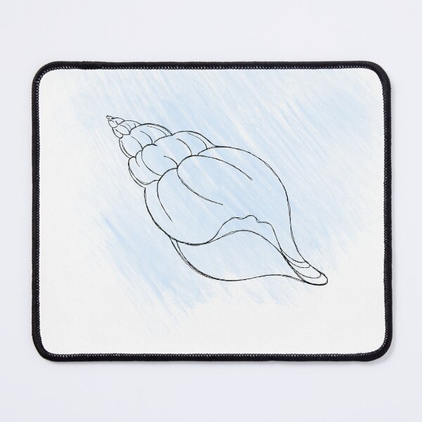 Item preview, Line art illustration of a seashell on blue watercolor background. Shell tattoo idea. Hand drawn nautical engraving of nautical prints isolated on white background designed and sold by Sunshine2504.