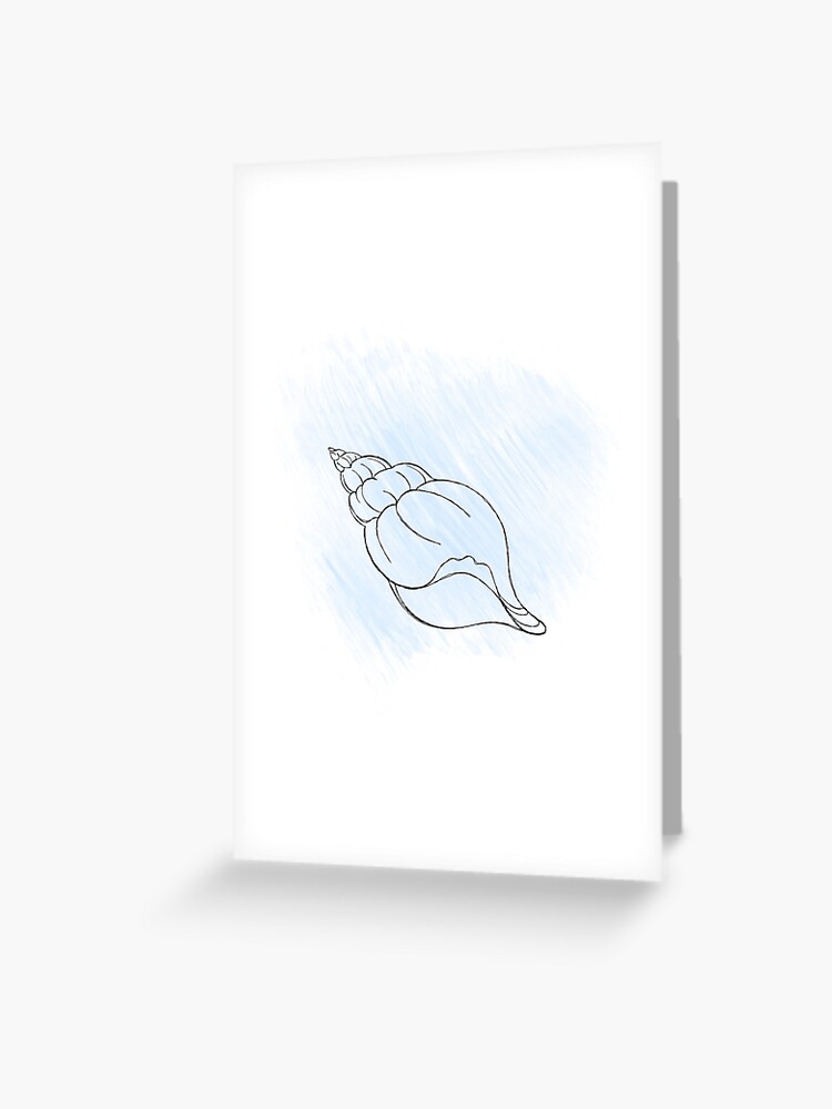 Line art illustration of a seashell on blue watercolor background. Shell  tattoo idea. Hand drawn nautical engraving of nautical prints isolated on  white background Greeting Card for Sale by littlemagic377