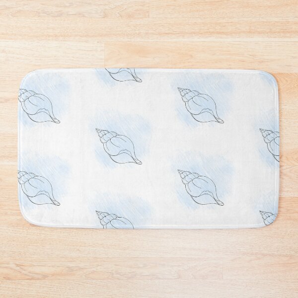 Item preview, Line art illustration of a seashell on blue watercolor background. Shell tattoo idea. Hand drawn nautical engraving of nautical prints isolated on white background designed and sold by Sunshine2504.