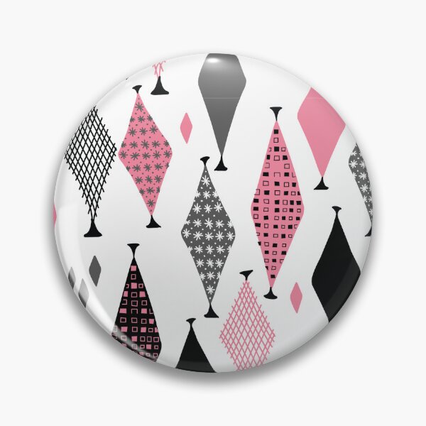 Item preview, 50s 60s Retro Geometric Sketch Pink and Black Diamond  designed and sold by GypsyGoonDesign.