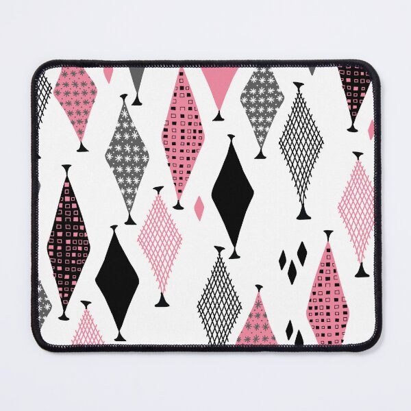 Item preview, 50s 60s Retro Geometric Sketch Pink and Black Diamond  designed and sold by GypsyGoonDesign.
