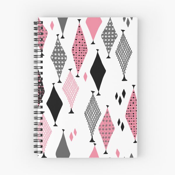 Item preview, 50s 60s Retro Geometric Sketch Pink and Black Diamond  designed and sold by GypsyGoonDesign.