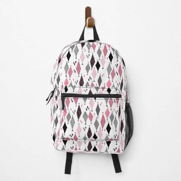 Item preview, 50s 60s Retro Geometric Sketch Pink and Black Diamond designed and sold by GypsyGoonDesign.