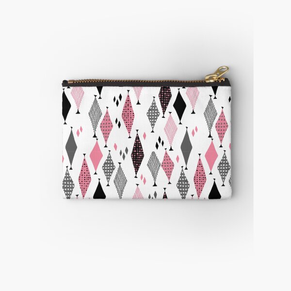 Item preview, 50s 60s Retro Geometric Sketch Pink and Black Diamond  designed and sold by GypsyGoonDesign.