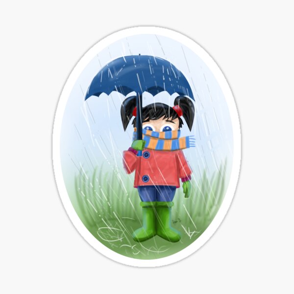 LITTLE GIRL WITH UMBRELLA Sticker
