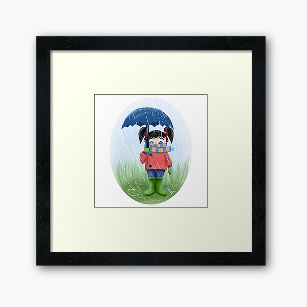 LITTLE GIRL WITH UMBRELLA Framed Art Print