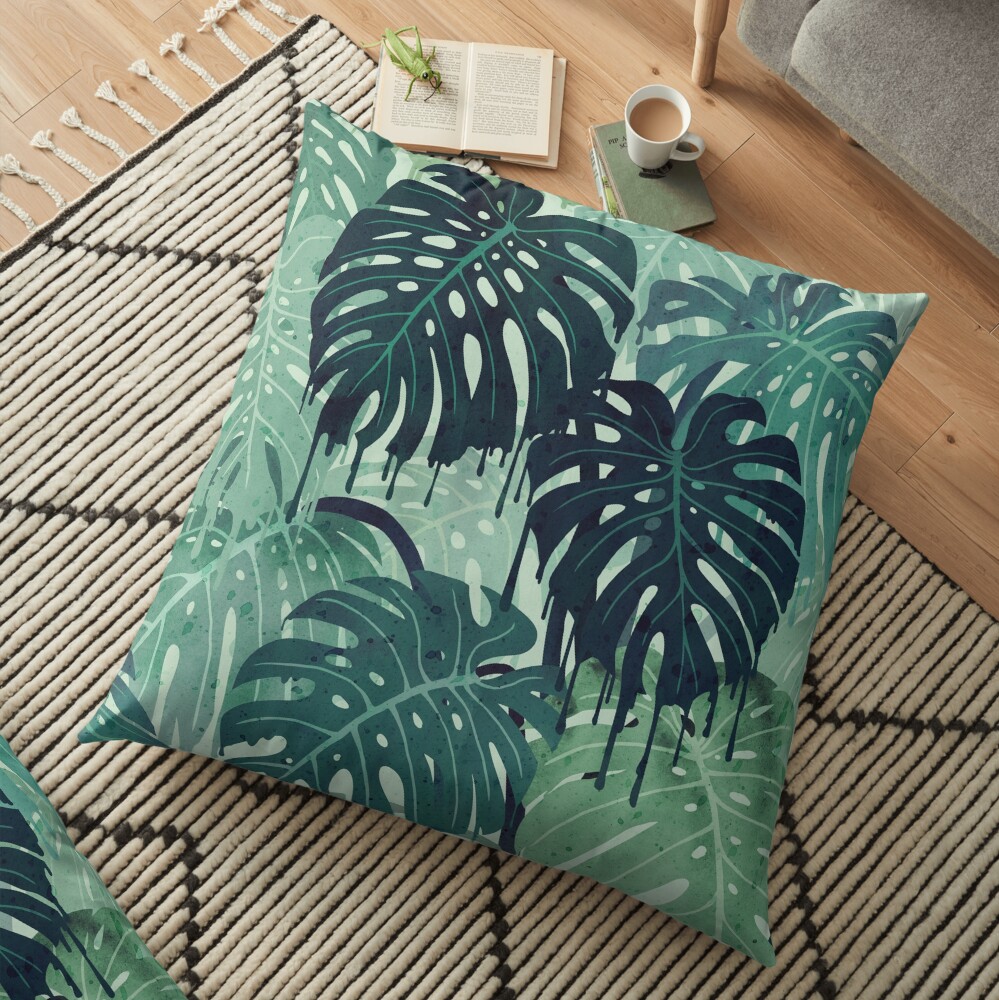 Monstera Melt (in Green) Floor Pillow
