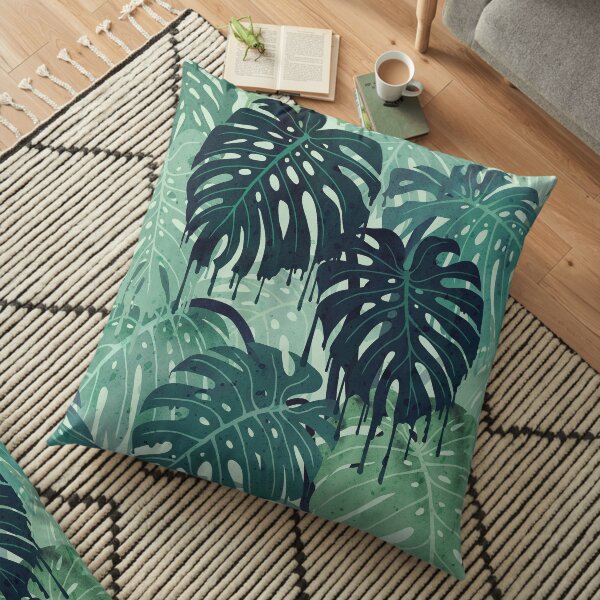 Monstera Melt (in Green) Floor Pillow