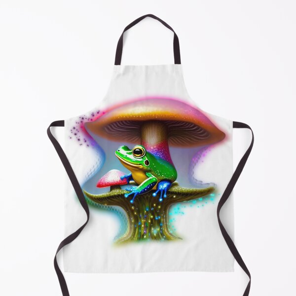 Item preview, Frog Prince Waiting for a Kiss Sitting under a Sparkling Psychedelic Mushroom by BadassBazaar designed and sold by BadassBazaar.