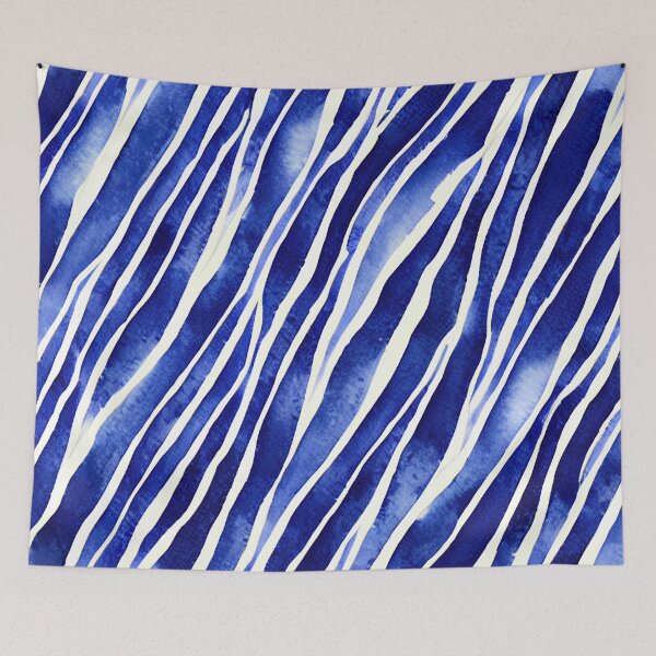 Item preview, Blue and white lines and strokes pattern design designed and sold by angelisart.
