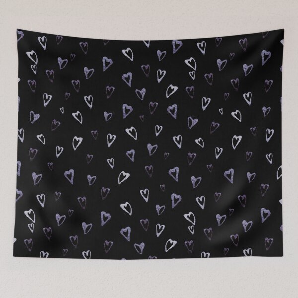 Artikelvorschau, Heart glitter cute seamless pattern purple sketch black entworfen und verkauft von Yana Mustafina | Boho Soulful Designs.