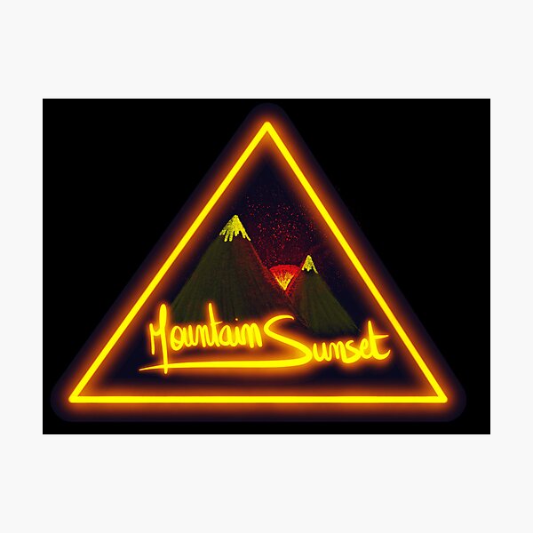 Copie de Beautiful mountain sunset art neon vintage - yellow orange Photographic Print