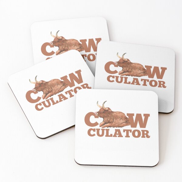 Item preview, Highland "Cow-culator" sticker Mat Calculator cow puns Calculator designed and sold by FarmsteadAcers.