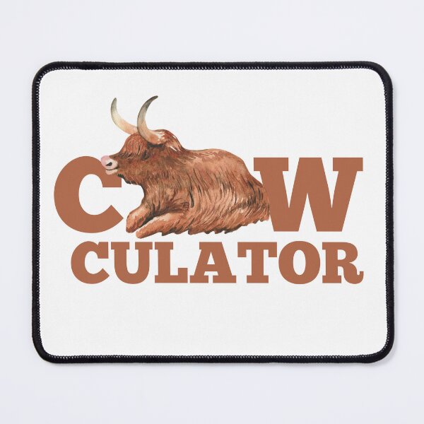 Item preview, Highland "Cow-culator" sticker Mat Calculator cow puns Calculator designed and sold by FarmsteadAcers.