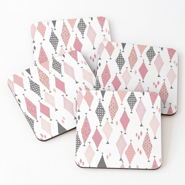 Item preview, 50s 60s Retro Geometric Sketch Juicy Pink and Peach Diamonds  designed and sold by GypsyGoonDesign.