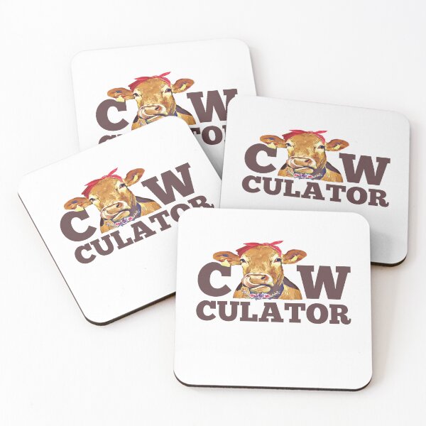 Item preview, Brown Farm cow "Cow-culator" sticker Funny colorful cow puns Calculator designed and sold by FarmsteadAcers.