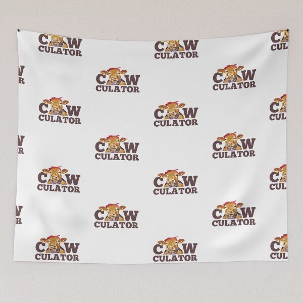 Item preview, Brown Farm cow "Cow-culator" sticker Funny colorful cow puns Calculator designed and sold by FarmsteadAcers.