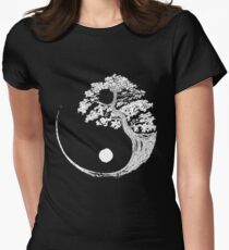 Yin Yang Bonsai Tree Japanese Buddhist Zen Women's Fitted T-Shirt