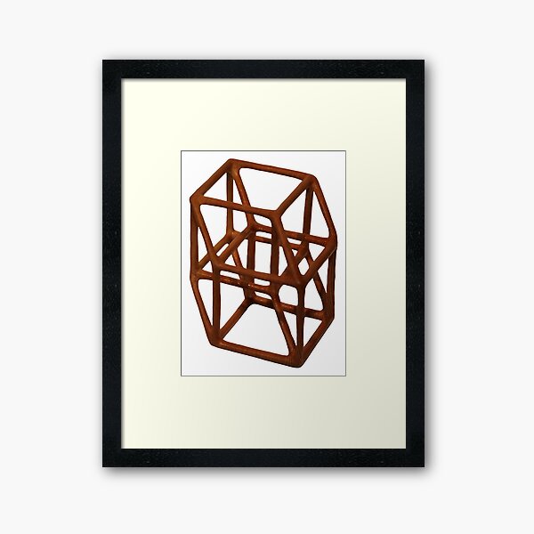 Wooden Hypercube (Tesseract) Sculpture Framed Art Print