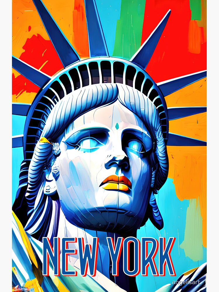 "Statue of Liberty vibrant oil painting No2" Sticker for Sale by ...