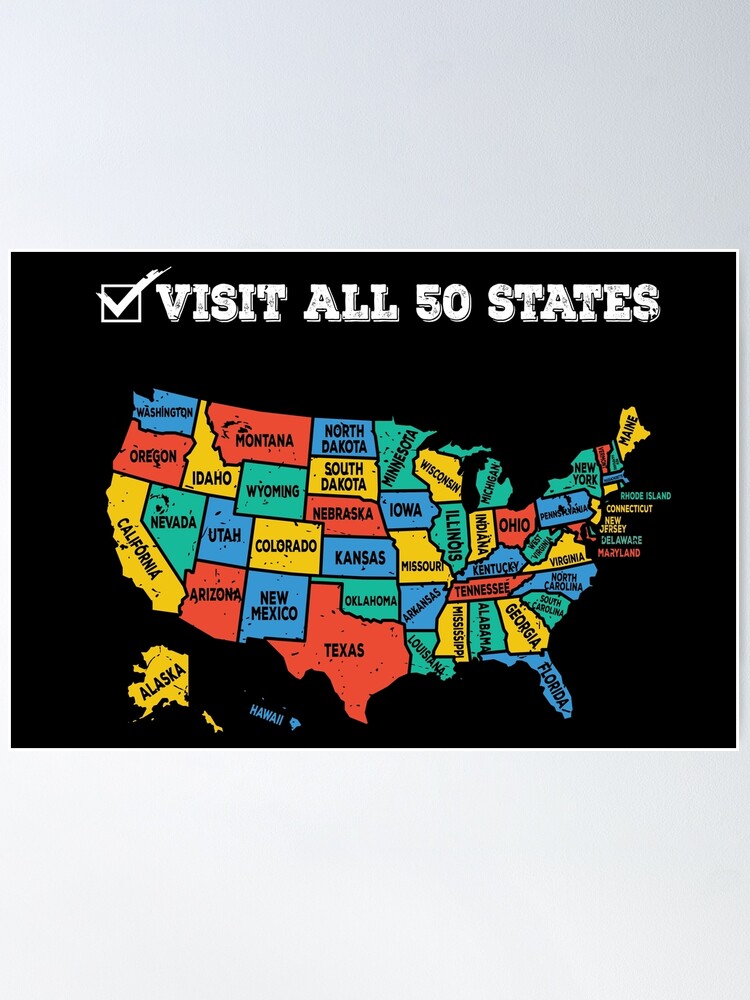 Visited all 50 states, USA map gift for traveler | Poster