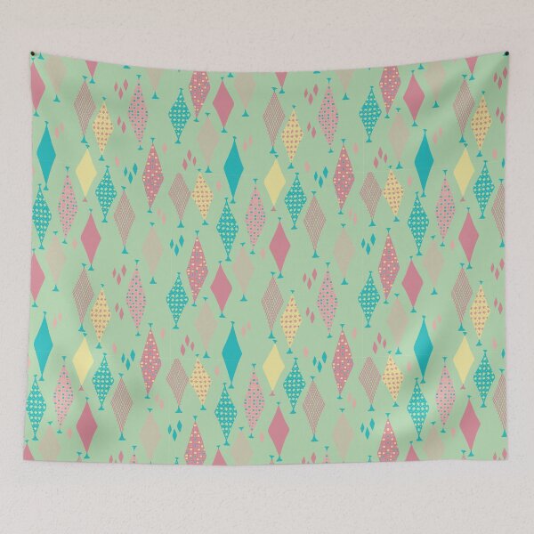 Item preview, 50s 60s Retro Geometric Sketch Fun Pastel Diamonds  designed and sold by GypsyGoonDesign.