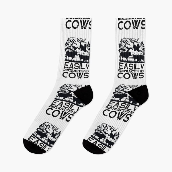 Item preview, Easily distracted by Cows - Black version of Cow Sayings designed and sold by FarmsteadAcers.