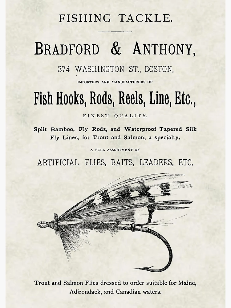 Poster for Sale avec l'œuvre « Antiquité Pêche à la mouche Publicité