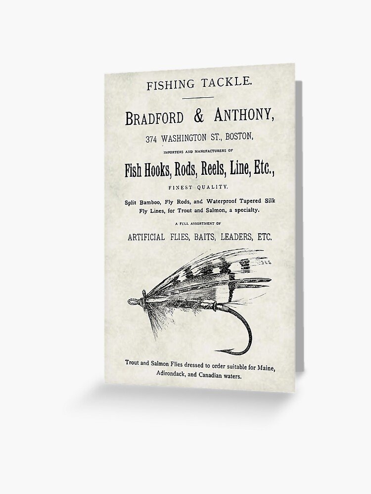 Antique Fly Fishing Tackle Advertisement  Greeting Card for Sale