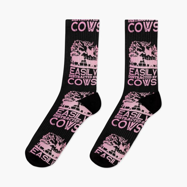 Item preview, Pink version of Easily distracted by Cows - Black version of Cow Sayings designed and sold by FarmsteadAcers.