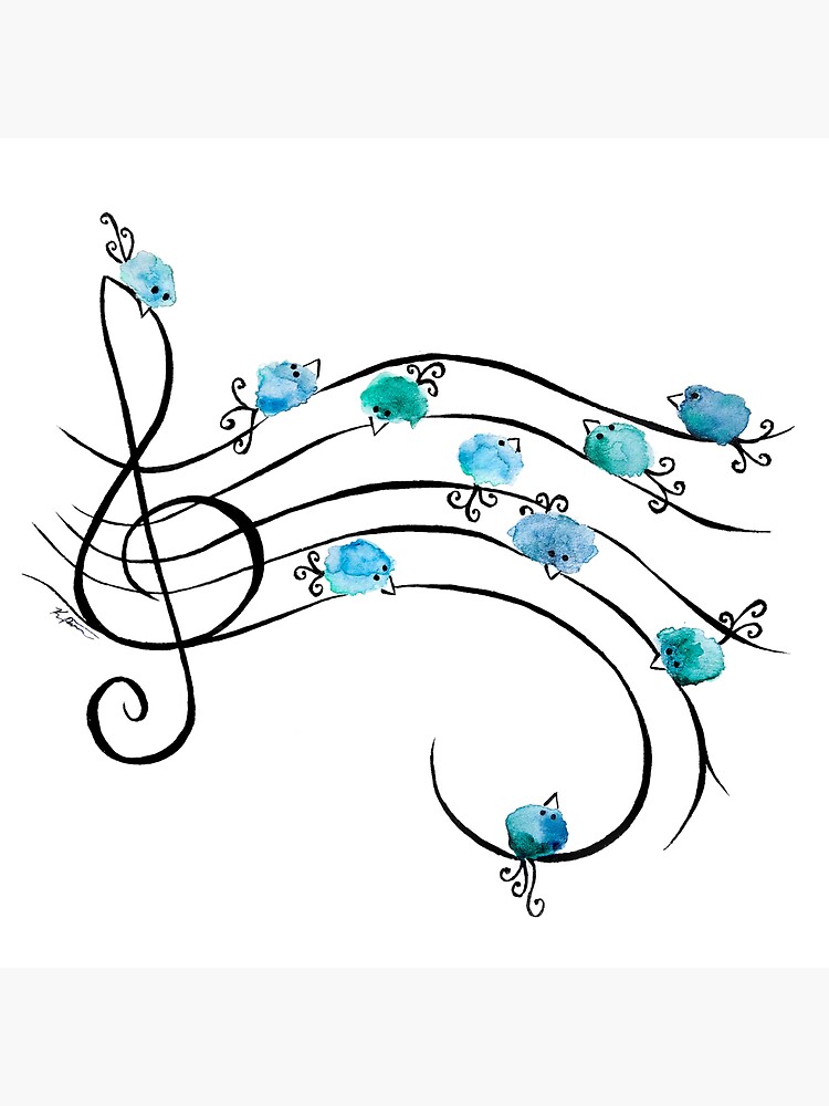 Thumbnail 3 of 3, Sticker, Musical Birds designed and sold by ImagineMeraki.