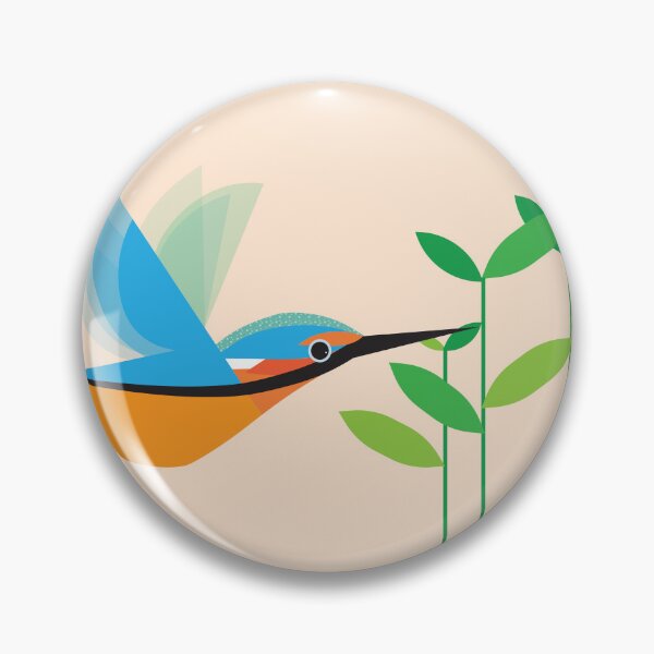 Item preview, Kingfisher flying print, retro style wall art designed and sold by TheArtfulBadger.