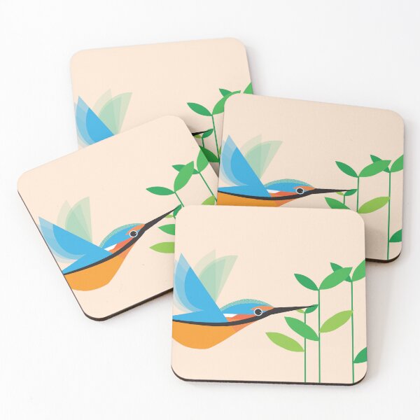 Item preview, Kingfisher flying print, retro style wall art designed and sold by TheArtfulBadger.