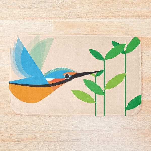 Item preview, Kingfisher flying print, retro style wall art designed and sold by TheArtfulBadger.