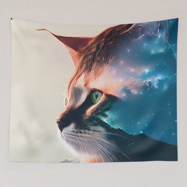 Item preview, Galaxy Cat Double Exposure - Modern Digital Art designed and sold by Ai-michiart.