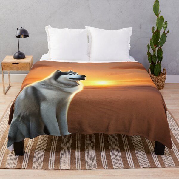 Item preview, Alaskan Malamute stood in dessert with sunset behind. Alaskan malamute Mamma. Alaskan malamute mummy designed and sold by Doggymadness.
