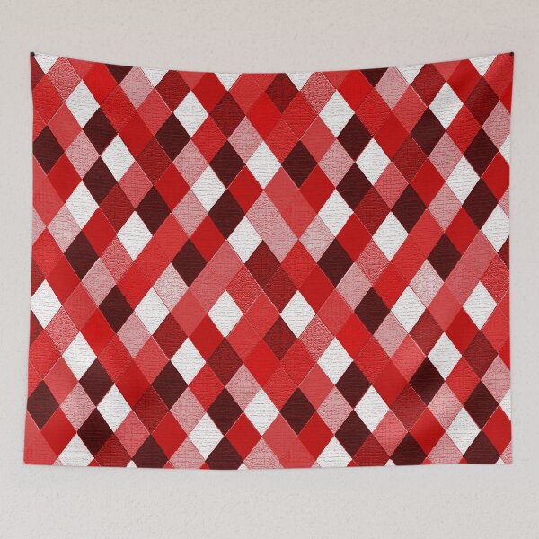 Item preview, MARDI GRAS HARLEQUIN PATTERN Red Pink White Rhombi Argyle designed and sold by BulganLumini.
