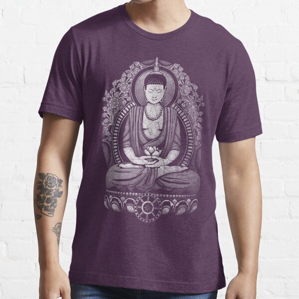 Gautama Buddha White Halftone Distressed Essential T-Shirt