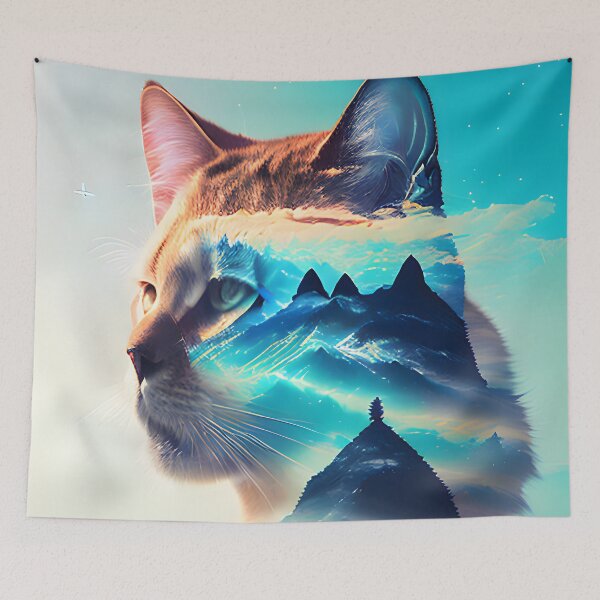 Item preview, Galaxy Cat Double Exposure - Modern Digital Art designed and sold by Ai-michiart.