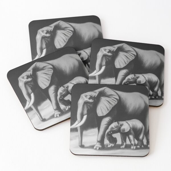 Item preview, Oil painted Elephant mom with his baby designed and sold by patrikkoncz.