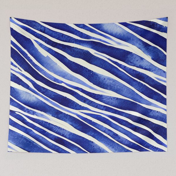 Item preview, Blue and white lines and strokes pattern design No2 designed and sold by angelisart.