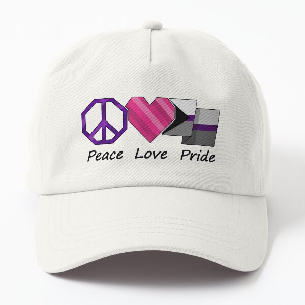 Artikel-Vorschau von Peace, Love and Pride-Design in den Farben der demisexuellen Pride-Flagge, designt und verkauft von LiveLoudGraphic.